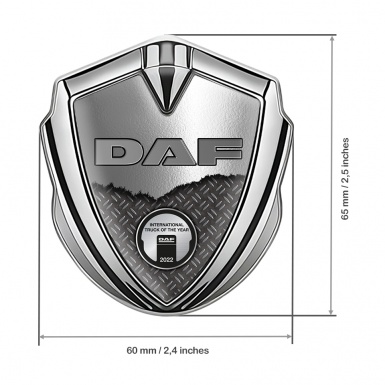 DAF Badge Self Adhesive Silver Treadplate Torn Metal Metallic Plaque