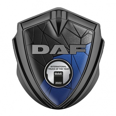 DAF Emblem Badge Self Adhesive Graphite Blue Mosaic Metallic Plaque