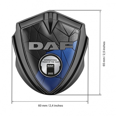 DAF Emblem Badge Self Adhesive Graphite Blue Mosaic Metallic Plaque