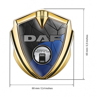 DAF Emblem Badge Self Adhesive Gold Blue Mosaic Metallic Plaque