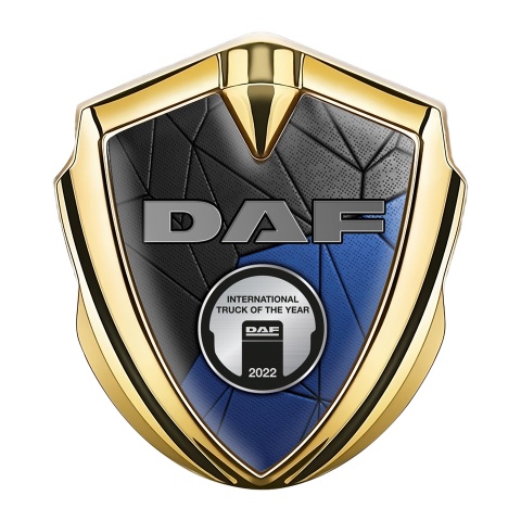 DAF Emblem Badge Self Adhesive Gold Blue Mosaic Metallic Plaque