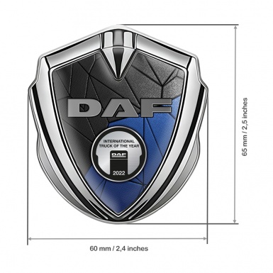 DAF Emblem Badge Self Adhesive Silver Blue Mosaic Metallic Plaque