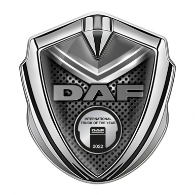 DAF Emblem Fender Badge Silver Dark Grate Element Metallic Plaque