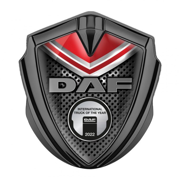 DAF Metal Emblem Self Adhesive Graphite Red Element Metallic Plaque