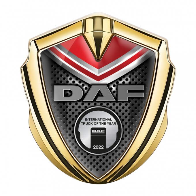 DAF Metal Emblem Self Adhesive Gold Red Element Metallic Plaque