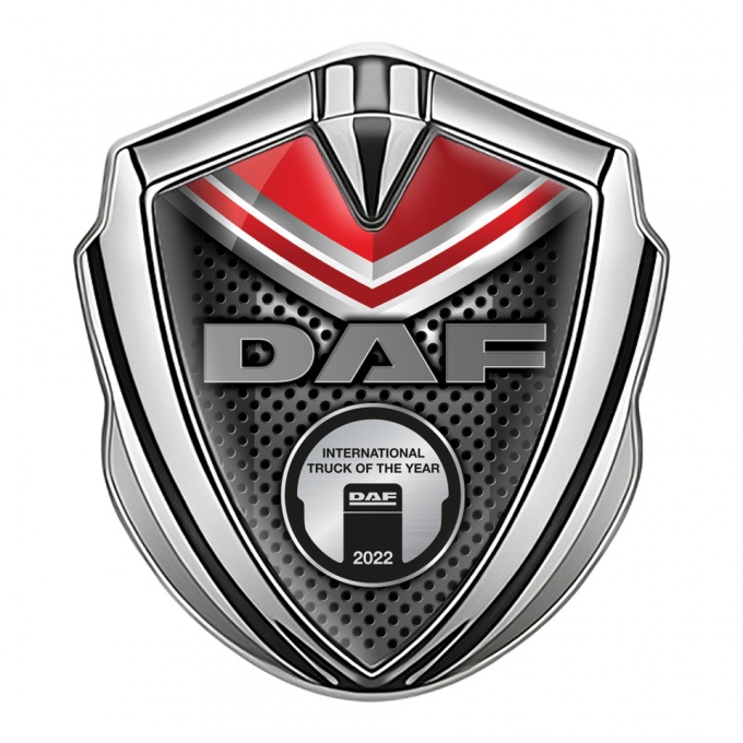 DAF Metal Emblem Self Adhesive Silver Red Element Metallic Plaque