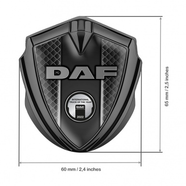 DAF Fender Emblem Badge Graphite Dark Squares Metallic Plaque Logo