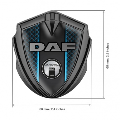 DAF Emblem Trunk Badge Graphite Blue Light Metallic Plaque Logo