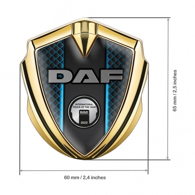 DAF Emblem Trunk Badge Gold Blue Light Metallic Plaque Logo