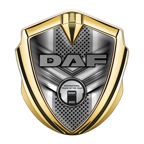 DAF Emblem Self Adhesive Gold Grey Fragments Steel Plaque Edition
