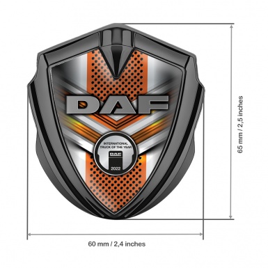 DAF Emblem Badge Graphite Orange Elements Steel Plaque Edition