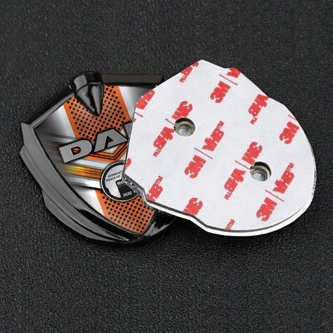 DAF Emblem Badge Graphite Orange Elements Steel Plaque Edition