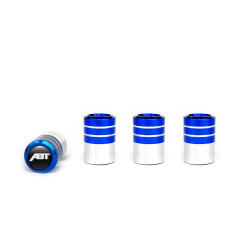 ABT Valve Caps Blue 4 pcs Black Silicone Sticker with White Logo