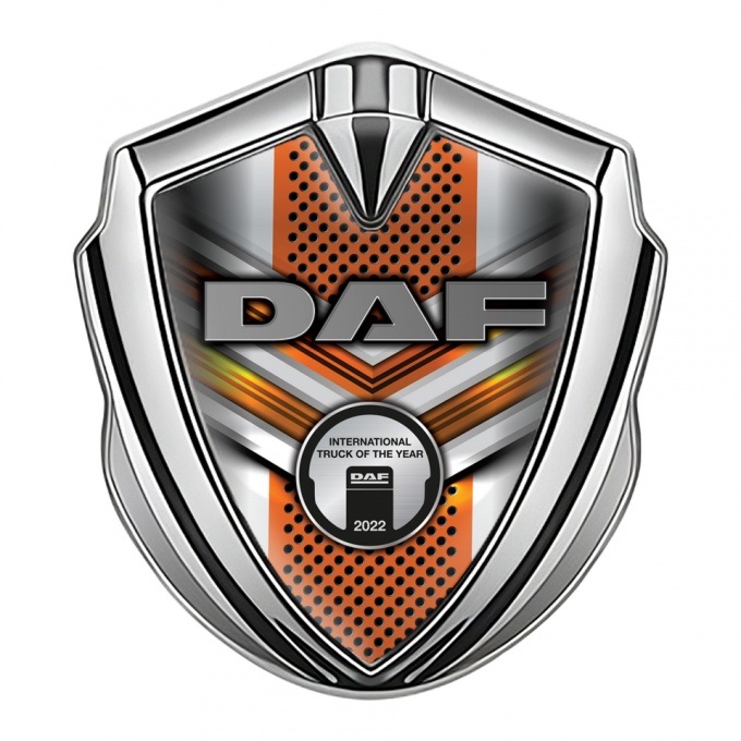 DAF Emblem Badge Silver Orange Elements Steel Plaque Edition