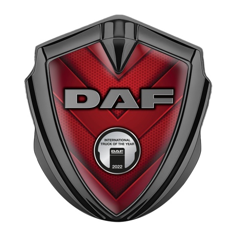 DAF Domed Emblem Graphite Red Honeycomb Aluminum Effect Edition