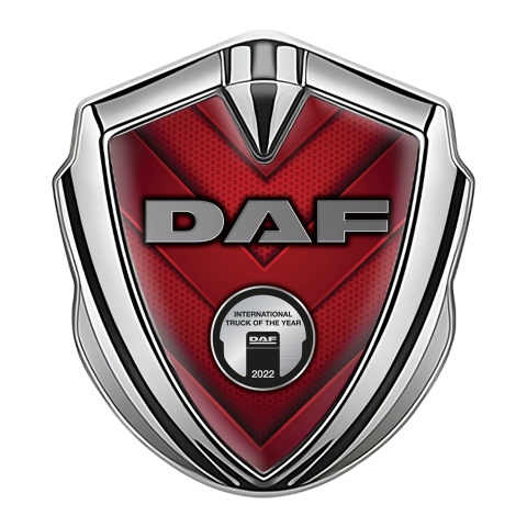 DAF Domed Emblem Silver Red Honeycomb Aluminum Effect Edition