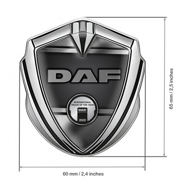 DAF Emblem Ornament Silver Polished Frame Aluminum Effect Edition