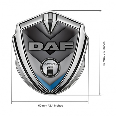 DAF Bodyside Emblem Self Adhesive Silver Blue Fragment Metallic Logo