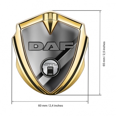 DAF Metal Domed Emblem Gold Metallic Logo Polished Panels Metallic Motif