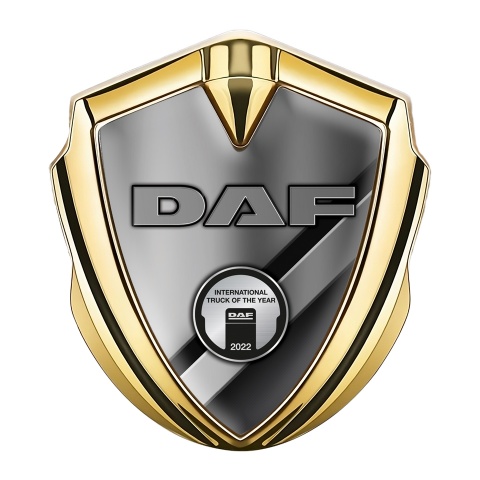 DAF Metal Domed Emblem Gold Metallic Logo Polished Panels Metallic Motif