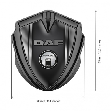 DAF Emblem Badge Self Adhesive Graphite Polished Frame Metallic Plaque