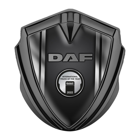 DAF Emblem Badge Self Adhesive Graphite Polished Frame Metallic Plaque