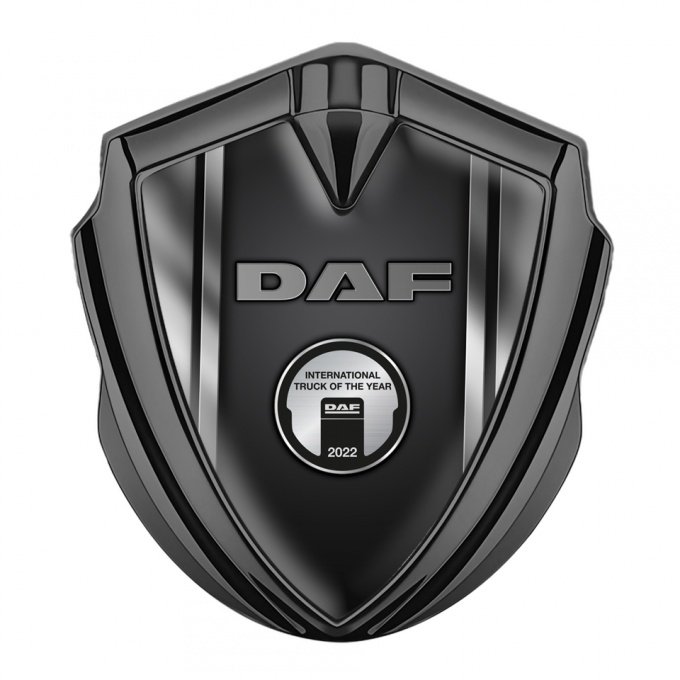 DAF Emblem Badge Self Adhesive Graphite Polished Frame Metallic Plaque