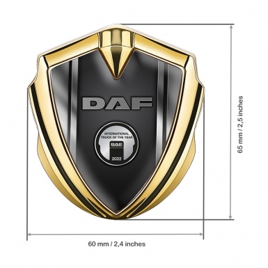 DAF Emblem Badge Self Adhesive Gold Polished Frame Metallic Plaque