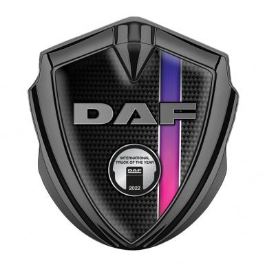 DAF Emblem Fender Badge Graphite Carbon Purple Stripe Metallic Plaque