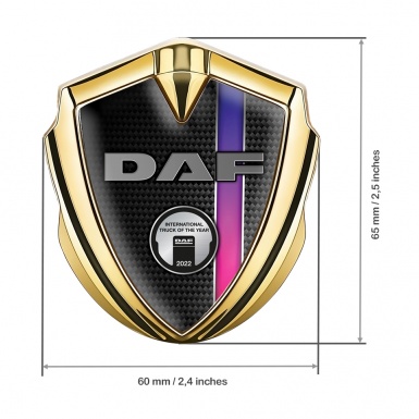 DAF Emblem Fender Badge Gold Carbon Purple Stripe Metallic Plaque