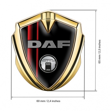 DAF Metal Emblem Self Adhesive Gold Black Crimson Stripes Metallic Plaque