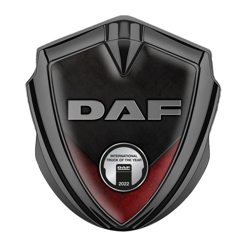 DAF Fender Emblem Badge Graphite Dark Red Fragment Metallic Plaque