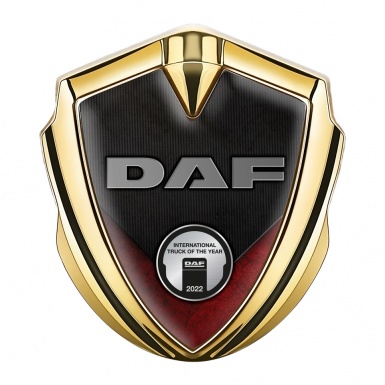 DAF Fender Emblem Badge Gold Dark Red Fragment Metallic Plaque