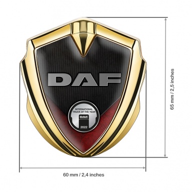 DAF Fender Emblem Badge Gold Dark Red Fragment Metallic Plaque