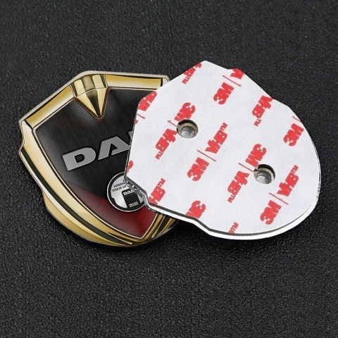 DAF Fender Emblem Badge Gold Dark Red Fragment Metallic Plaque