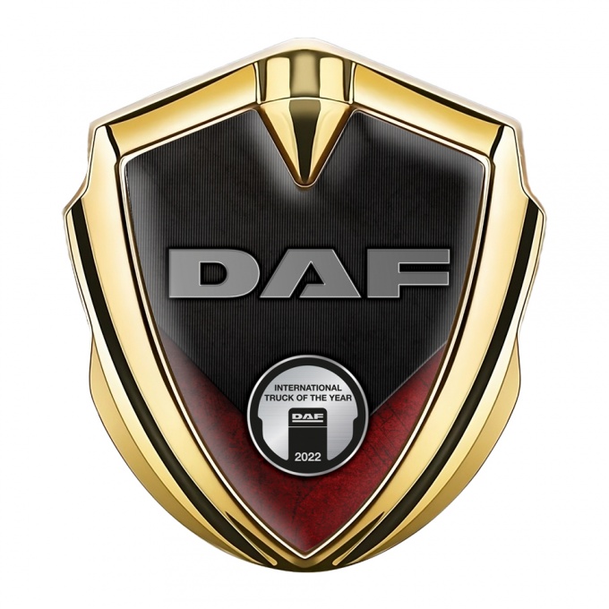 DAF Fender Emblem Badge Gold Dark Red Fragment Metallic Plaque