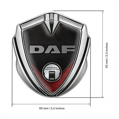 DAF Fender Emblem Badge Silver Dark Red Fragment Metallic Plaque