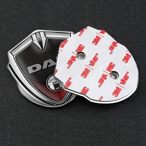 DAF Fender Emblem Badge Silver Dark Red Fragment Metallic Plaque