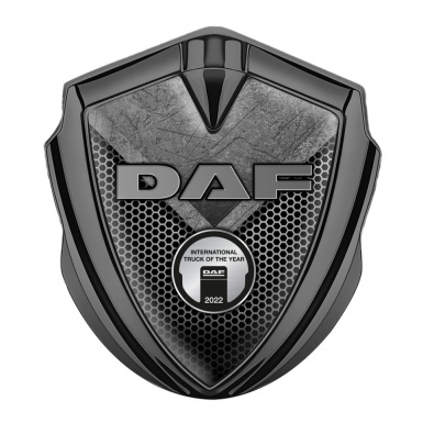 DAF Emblem Trunk Badge Graphite Light Hex Stone Slab Metallic Plaque