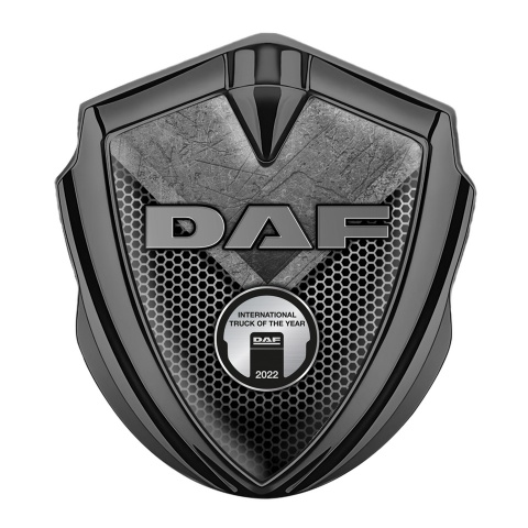 DAF Emblem Trunk Badge Graphite Light Hex Stone Slab Metallic Plaque
