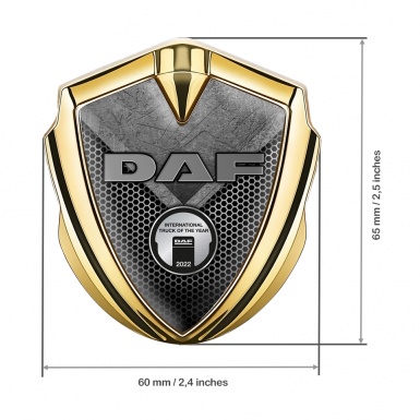 DAF Emblem Trunk Badge Gold Light Hex Stone Slab Metallic Plaque