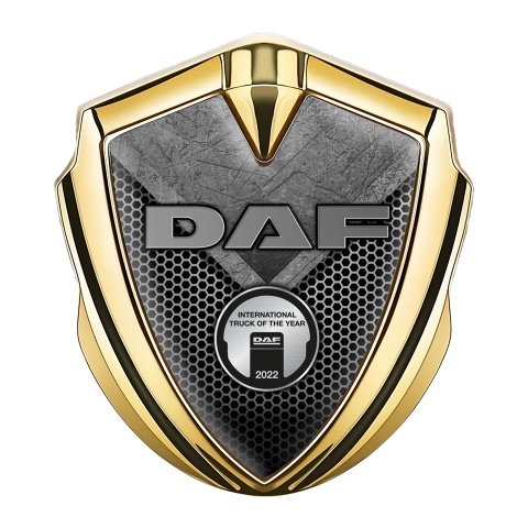 DAF Emblem Trunk Badge Gold Light Hex Stone Slab Metallic Plaque