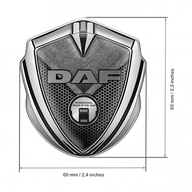 DAF Emblem Trunk Badge Silver Light Hex Stone Slab Metallic Plaque