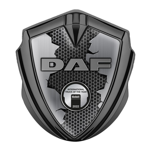 DAF Emblem Badge Graphite Hexagon Texture Broken Steel Metallic Logo