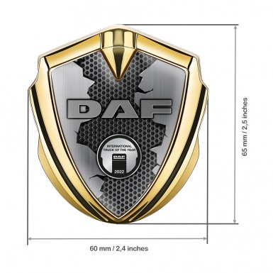 DAF Emblem Badge Gold Hexagon Texture Broken Steel Metallic Logo