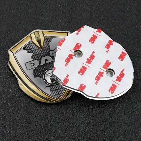 DAF Emblem Badge Gold Hexagon Texture Broken Steel Metallic Logo