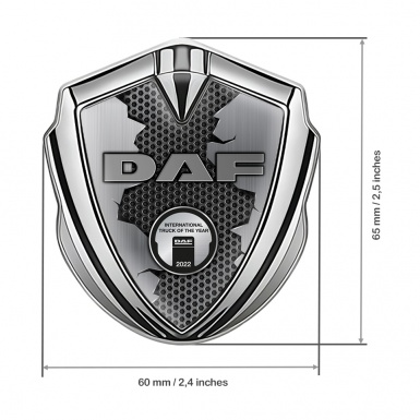 DAF Emblem Badge Silver Hexagon Texture Broken Steel Metallic Logo