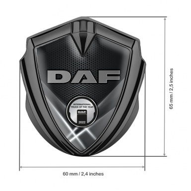 DAF Domed Emblem Graphite Grey Hex Light Beams Metallic Logo Motif