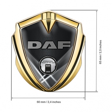 DAF Domed Emblem Gold Grey Hex Light Beams Metallic Logo Motif