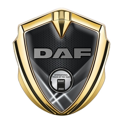 DAF Domed Emblem Gold Grey Hex Light Beams Metallic Logo Motif